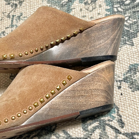 Callers Cordero Tan Suede Leather Mule Studded Wedge - Picture 3 of 10